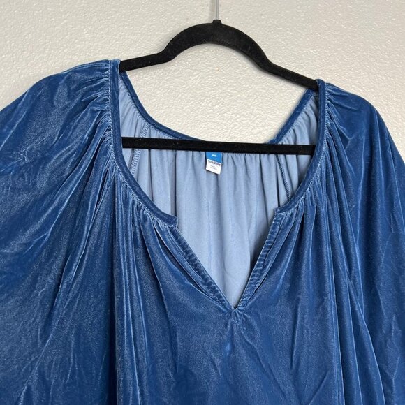 NWT Old Navy Puff-Sleeve Velvet Mini Shift Dress Blue Plus Size 4X - Picture 4 of 10